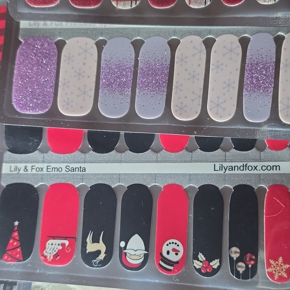 Lily & Fox bundle of 20 nail wraps Christmas themed & glitter #10 - Picture 8 of 9